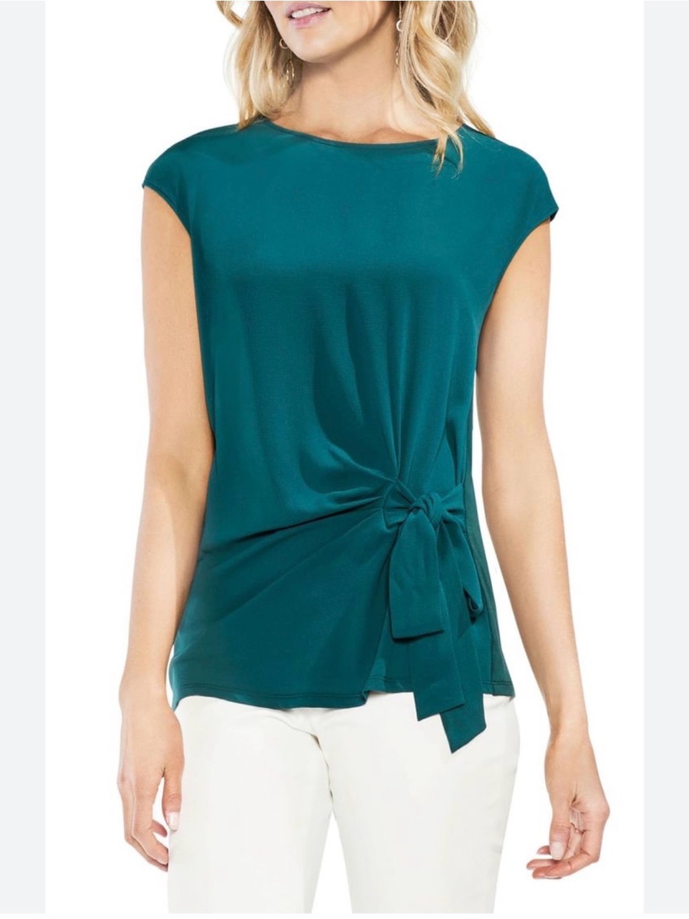 ⭐️FREE SHIPPING⭐️ Vince Camuto Side Tie Ruched Stretch Crepe Top
